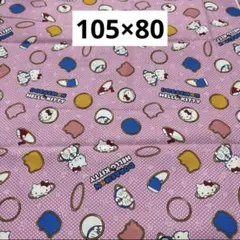 323 ドラえもん×ハローキティ柄　ピンク　オックス生地　105×80