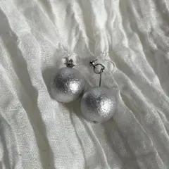 グレー コットンパール 大粒 ノンホールピアス