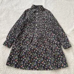 美品POLO RALPH LAUREN花柄コーデュロイ長袖ワンピース　ピンタック