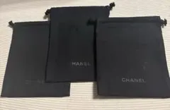 シャネル　巾着ポーチ　黒3枚セット　ポリエステルタイプ　　CHANEL