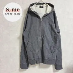 コムサイズム　ダブルジップスウェットパーカー　コットン100% チャコールグレー