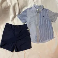 Ralph Lauren 24M 90 ストライプシャツとショートパンツセット