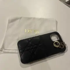 Dior ブラックレザーキルティングiPhoneケース