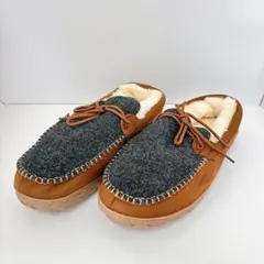 ★ルームシューズ メンズ ボア 暖かい 防寒　29.5cm ブラウン＆グレー