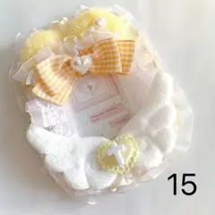 15. 黄色　トレカケース　イエロー　レースデコ　ねこみみ