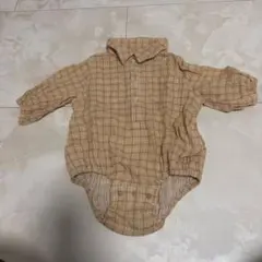 薄手長袖　襟付き　チェック柄　ロンパース　70 センチ