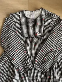 ファミリア ギンガムチェック長袖ワンピース　サイズ130