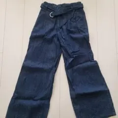 ジーユー 【GU】 ダークブルー ワイドパンツ ベルト付き L