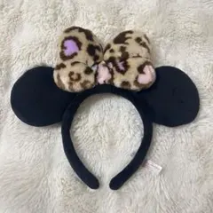 東京ディズニーリゾート ミニーマウス ヒョウ柄リボン カチューシャ