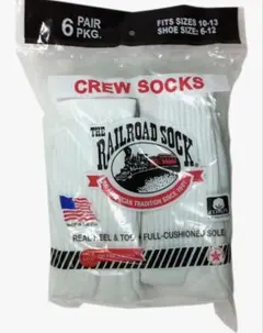 RAILROAD SOCK クルーソックス 6足セット (ホワイト)