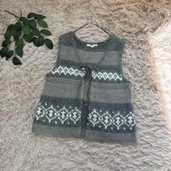 7253✾ノースオブジェクト✾ニットベスト【M】グレー/ノルディック/アルパカ混