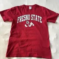 古着　古着屋　アメリカFRESNO STATE カレッジロゴ Tシャツ レッド