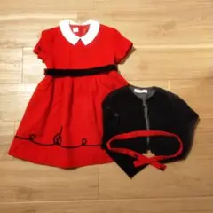 familia　ワンピース&ジャケット　110cm　赤　黒　半袖&長袖