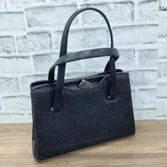 3F【希少】ヴィンテージ ハンドバッグ 昭和レトロ メッシュ型押し クラシカル