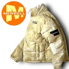L メレル PRINT PUFFER DOWN JUMPER ボックスロゴ付き