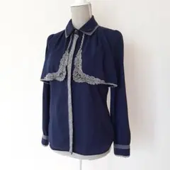 axes femme アクシーズファム レース ケープ風 長袖シャツ　ブラウス