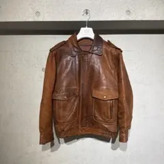 LOEWE ロエベ 80-90年代 ラムレザーフライトジャケット ブラウン 46のサムネイル