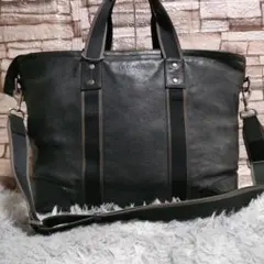 COACH コーチ 2way トート バック　ビジネス A4 レザー シボ 黒