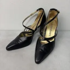 美品✨イヴサンローラン パンプス 36 黒 レザー ストラップ ハイヒール
