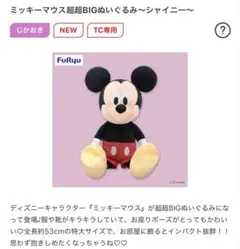 ミッキーマウス 超超BIG ぬいぐるみ シャイニー