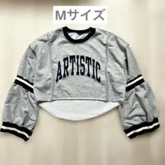 【新品未使用】ARTISTICプリント バルーン袖トレーナー Mサイズ グレー
