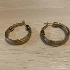 シップス購入　ゴールドメッシュ　フープピアス 中サイズ　華やかパーティフォーマル