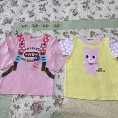 ミキハウス90㎝うさぎのピンク長袖T＆黄半袖T