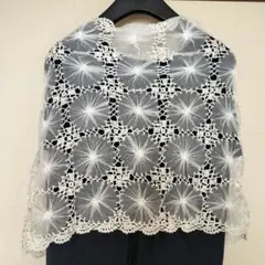 白 レースショール フリンジ 結婚式 和装 撮影小物用 発表会にも♪