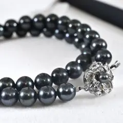 【極上】アコヤ　黒真珠　パール　ネックレス　鑑別書　大珠　8ミリ