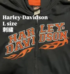 Harley-Davidson フード付きパーカー 黒/オレンジ y2kのサムネイル