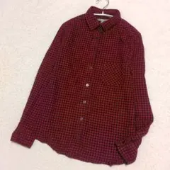 ユニクロ フランネルチェックシャツ M 赤 黒 ネルシャツ 綿100%