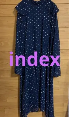 index ネイビー 花柄 シフォンワンピース　シアー　M ロング