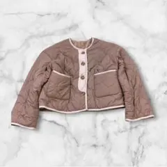 M695☆VICKYベージュ キルティング　ボア　ジャケット