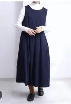 【美品】PAR ICI コットンサテンノースリーブロングワンピース　黒