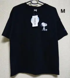SNOOPY サガラ刺繍 レディースM Tシャツ ブラック PEANUTSのサムネイル