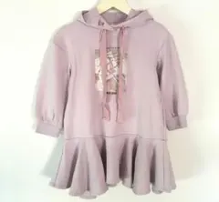 美品★メゾピアノ★人気　フード付きワンピース　犬プリント　120