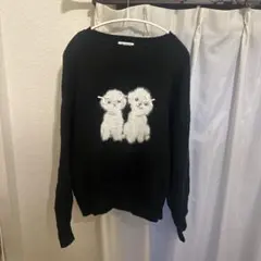 OLIVE des OLIVE 犬刺繍 ブラックニット