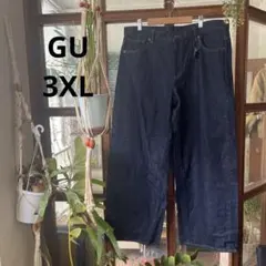 GU ダークブルーワイドレッグデニムパンツ 3XL 美品