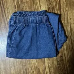 デニムブルー ワイドレッグパンツ ゴムウエスト