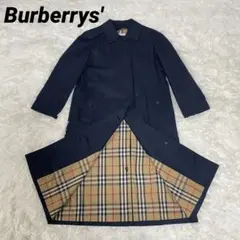 【希少】バーバリーズ ステンカラーコート ノバチェック ネイビー