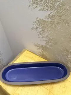 小原流　華道　花器　細長い　楕円形花器　水盤　大型　生花　フラワーベース ブルーのサムネイル