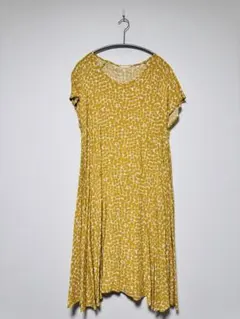 ★スタジオクリップ★マスタードイエロー 半袖 膝下丈ワンピース