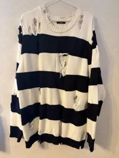 faith ダメージ加工 ニット セーター ボーダー