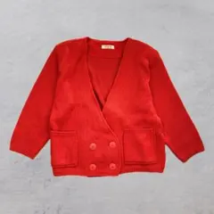 80s KOSUGI ニットカーディガン レッド 赤 前ボタン 肩パッド