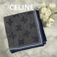 ♡CELINE♡セリーヌmen'sハンカチ☆大人気マカダム柄☆ネイビー系
