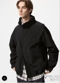 新品 ユニクロ ウインドプルーフスタンドブルゾン ブラック 黒 L