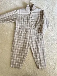 ブラウン チェック柄 オーバーオール 100cm