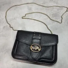 極美品】COACH ジョージ サドルバッグ ショルダーバッグ 馬車金具 黒