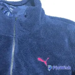 プーマ/刺繍 ロゴ リバーシブル 迷彩柄 フリース ナイロンジャケット 青 M