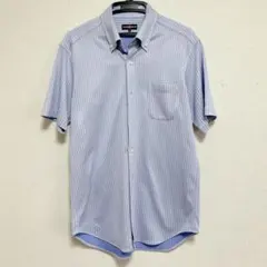 アレキサンダージュリアン ストライプ シャツ ボタンダウン 半袖 XL 青 白のサムネイル
